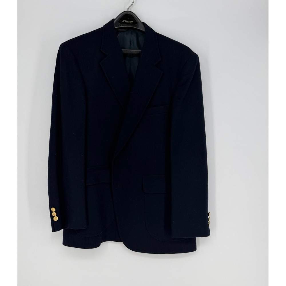 Woodmere Blazer Mens Navy Blue Gold Crest Buttons Classic Preppy Dark Academia